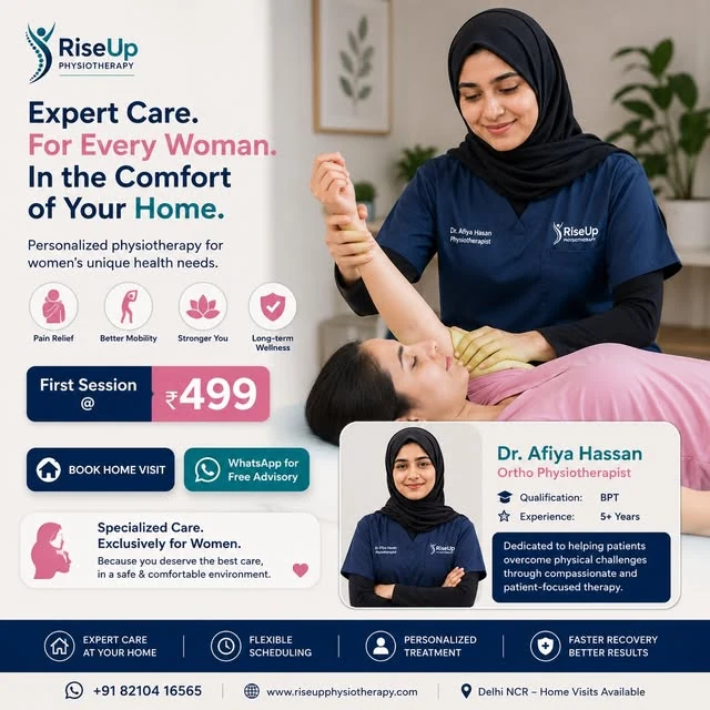 Instagram post introducing Dr Afiya Hassan for personalized women's physiotherapy