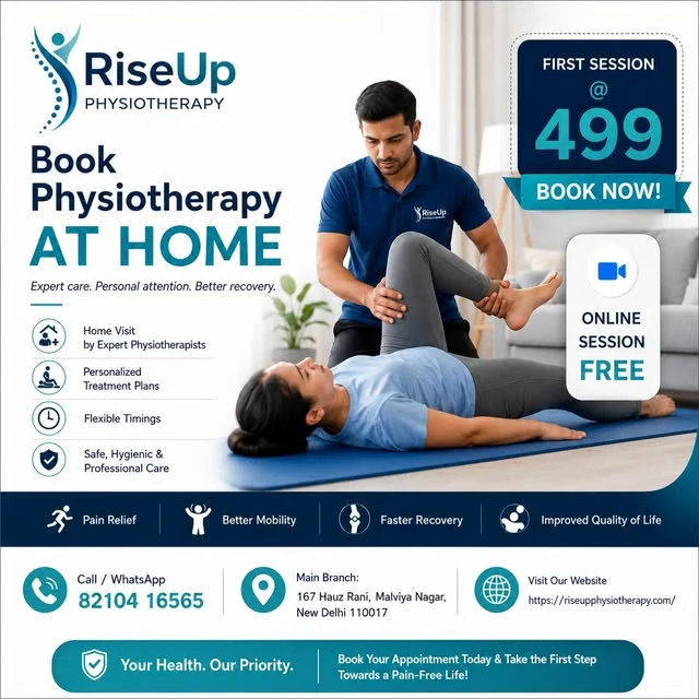 Instagram post for RiseUp home physiotherapy first session at 499 rupees