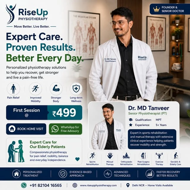 Instagram post introducing Dr MD Tanveer and RiseUp home physiotherapy care